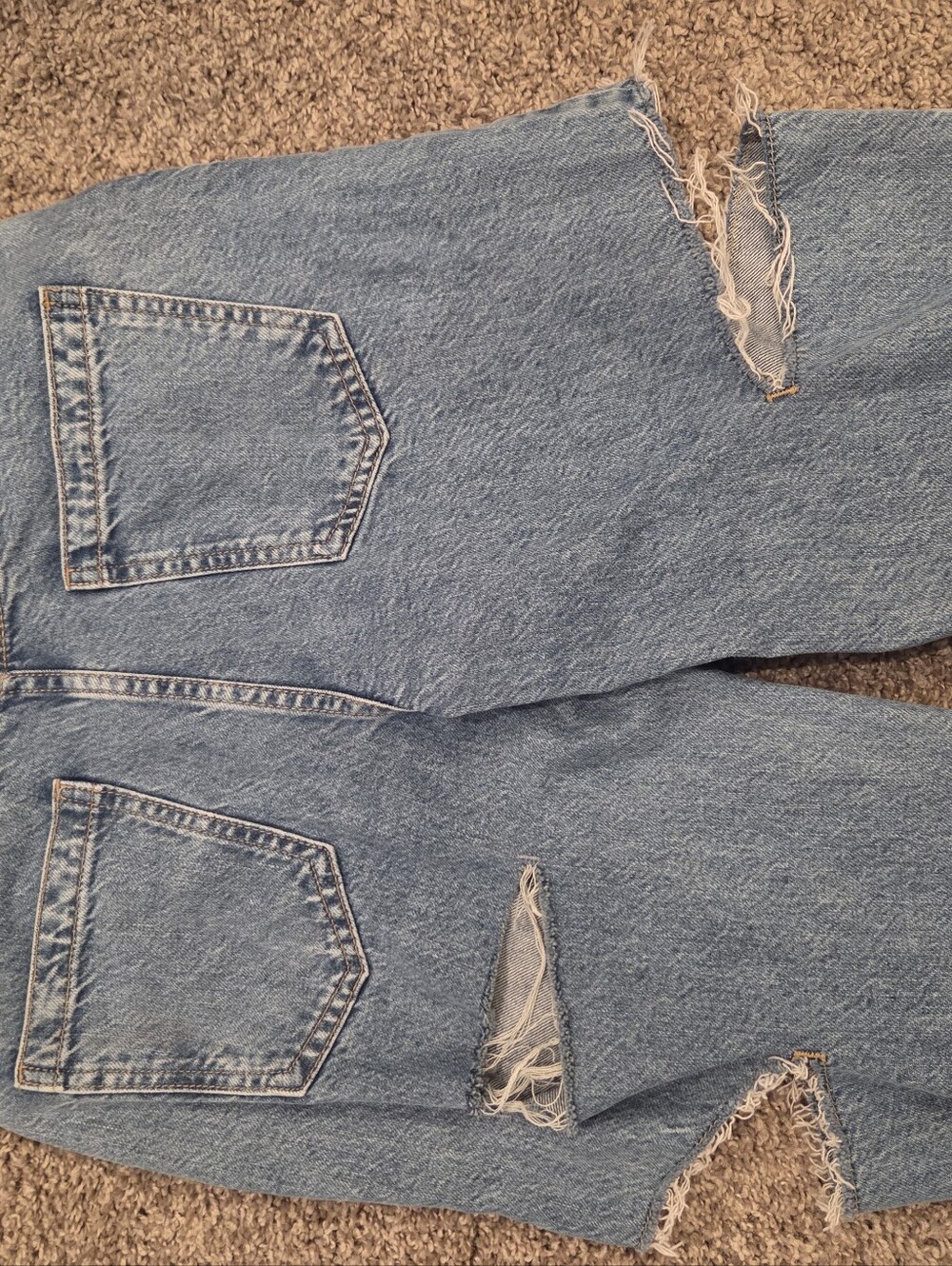 ZARA Light Blue Distressed Wide-Leg Ripped Jeans - Picture 6 of 6